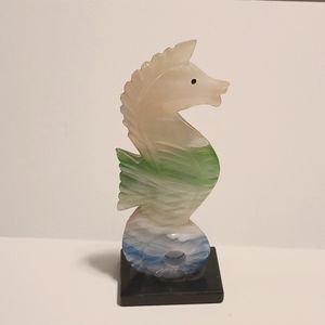 Carved stone seahorse figurine